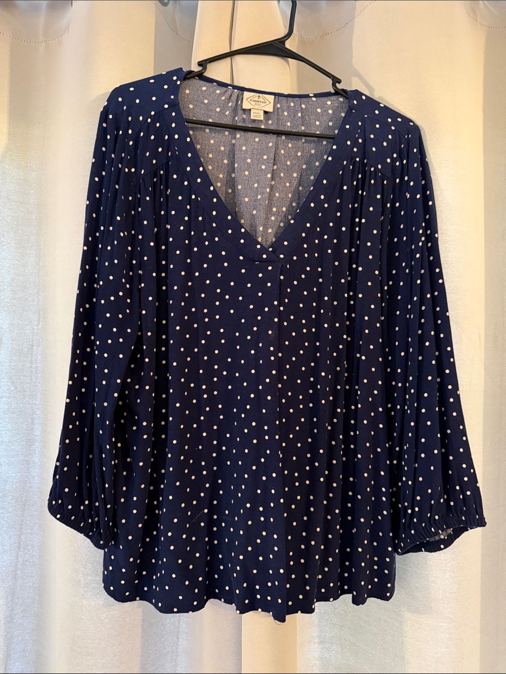 Cartonnier Navy and White Polka Dot V-Neck Tunic
